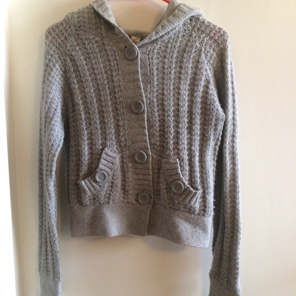 H&M Gray Wool Sweater with Hood
